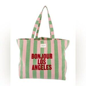 Sézane “Bonjour Los Angeles” Striped Canvas Tote – New